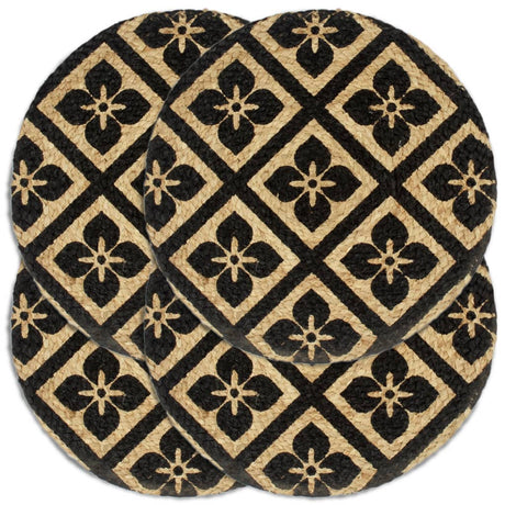 VidaXL sets de table 4 pcs rond 38 cm jute noir