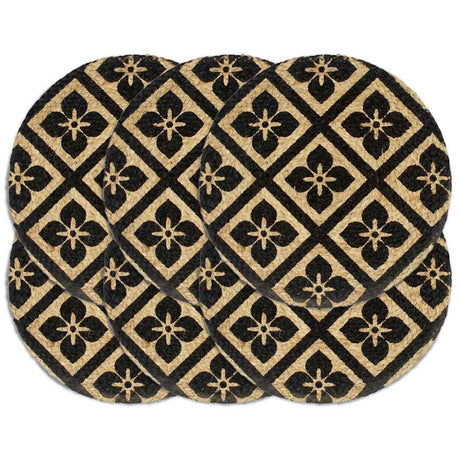 VidaXL sets de table 6 pcs rond 38 cm jute noir