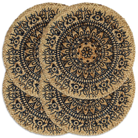 Vidaxl Placemats 4 Sts environ 38 cm Jute Bleu foncé