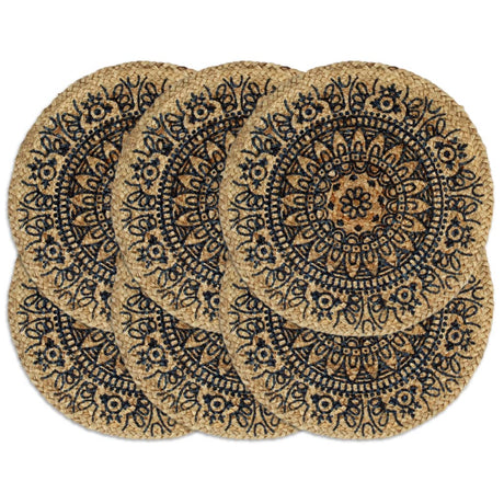 Vidaxl Placemats 6 Sts autour de 38 cm de jute bleu foncé