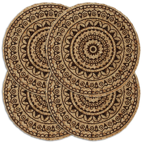Vidaxl Placemats 4 Sts Round 38 cm Jute Brun foncé