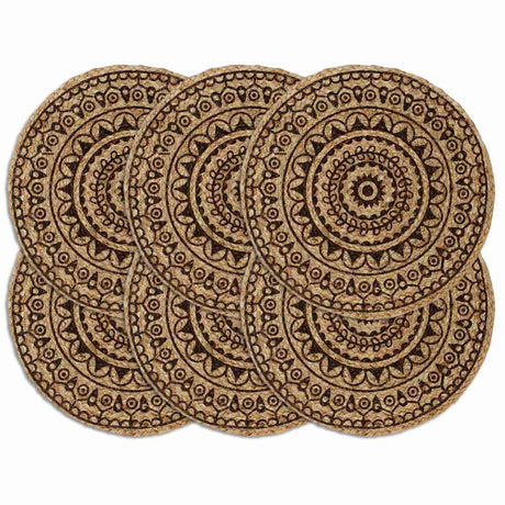 Vidaxl Placemats 6 Sts Round 38 cm Jute Dark Brown