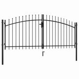 VidaXL portail de clôture double porte avec dessus de lances 300x150 cm