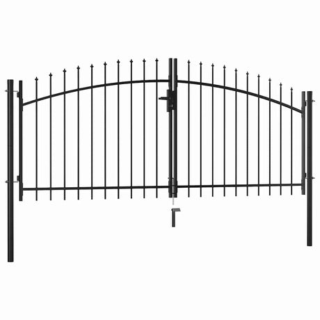 VidaXL portail de clôture double porte avec dessus de lances 300x150 cm