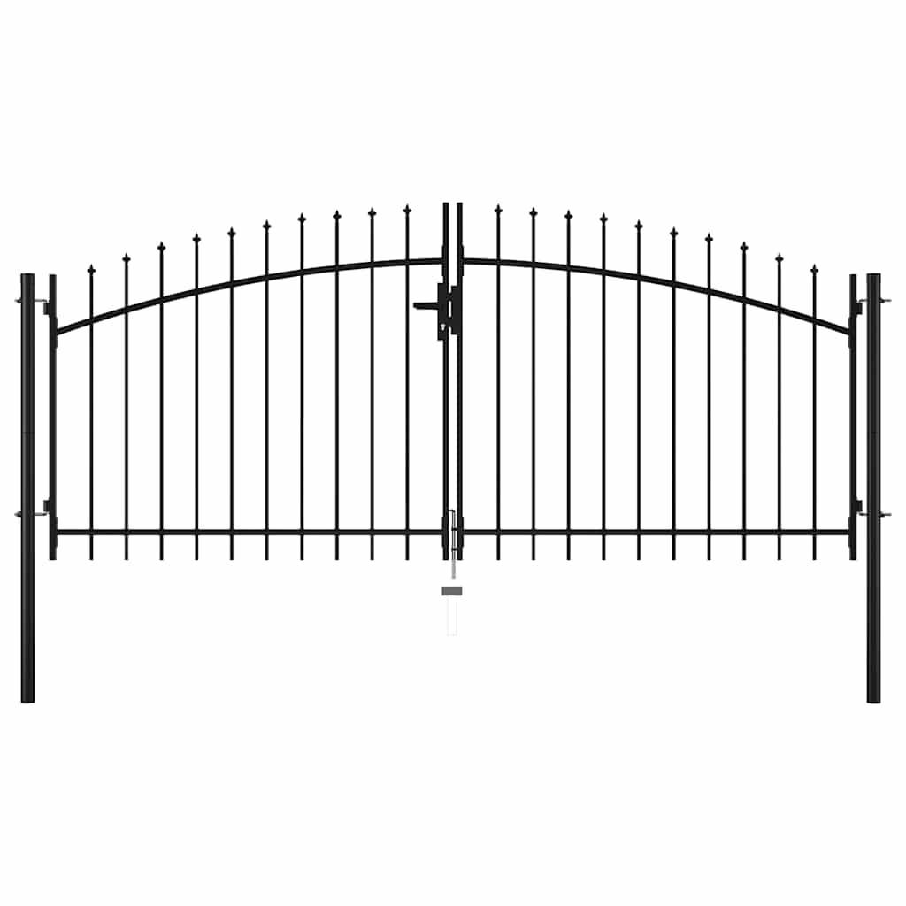 VidaXL portail de clôture double porte avec dessus de lances 300x150 cm
