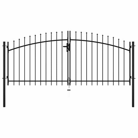 VidaXL portail de clôture double porte avec dessus de lances 300x150 cm