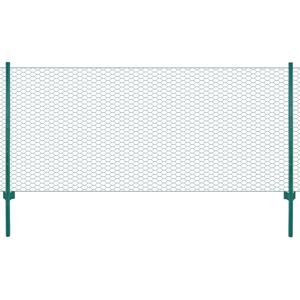 Vidaxl Wire mesh fet with posts 25x0.5 m steel green