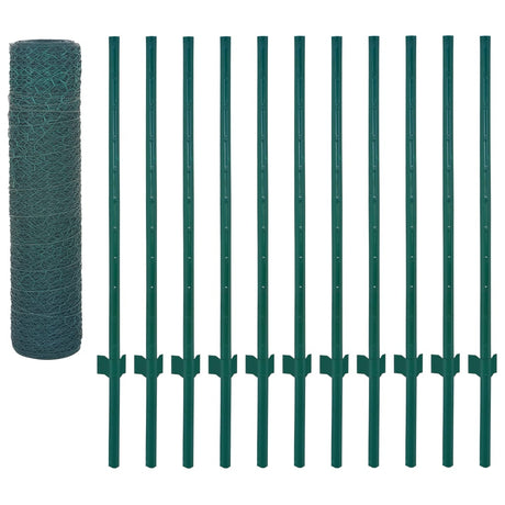 Vidaxl Fet Fet avec poteaux 25x0,5 m en acier vert