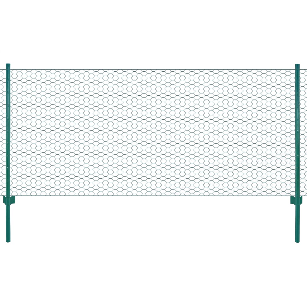 Vidaxl Fet Fet avec poteaux 25x0,75 m en acier vert