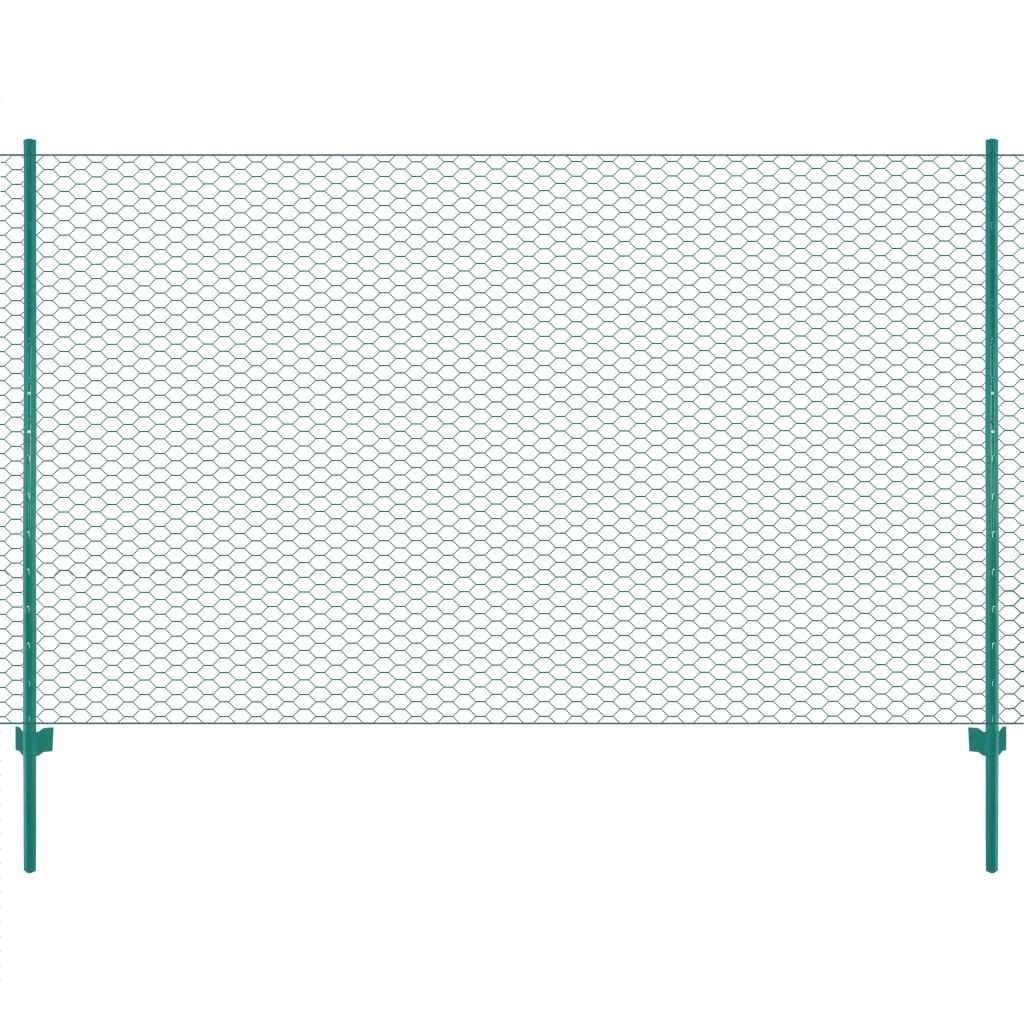 Vidaxl Wire mesh fet with posts 25x1.5 m steel green