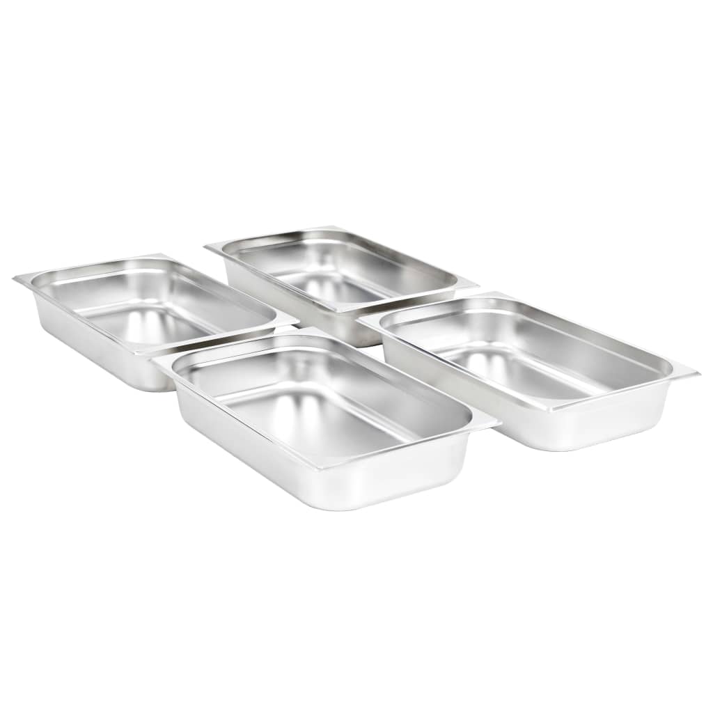 Vidaxl Gastronormbakken 4 PCS GN 1 1 100 mm en acier inoxydable