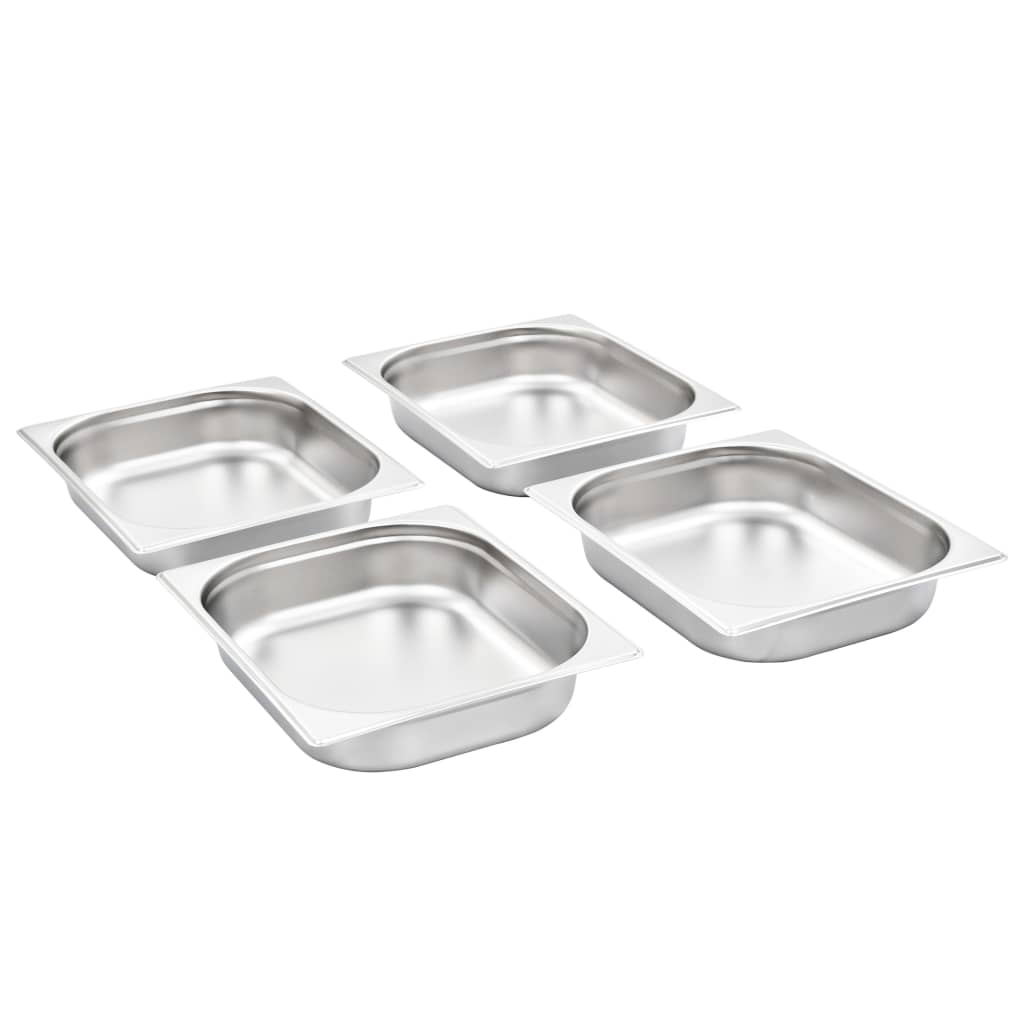 Vidaxl Gastronormbakken 4 PCS GN 1 2 65 mm en acier inoxydable