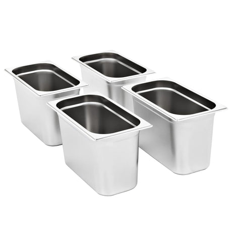 Vidaxl gastronormbakken 4 pcs gn 1 3 200 mm en acier inoxydable