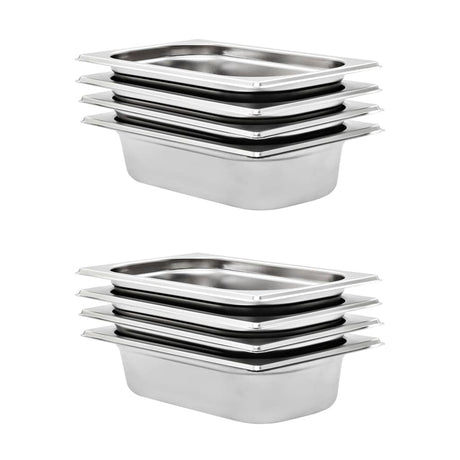 Vidaxl gastronormbakken 8 pc gn 1 4 65 mm en acier inoxydable