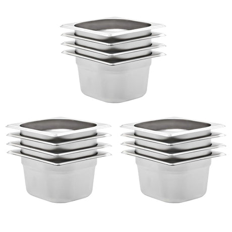 Vidaxl gastronormbakken 12 pc gn 1 6 100 mm en acier inoxydable