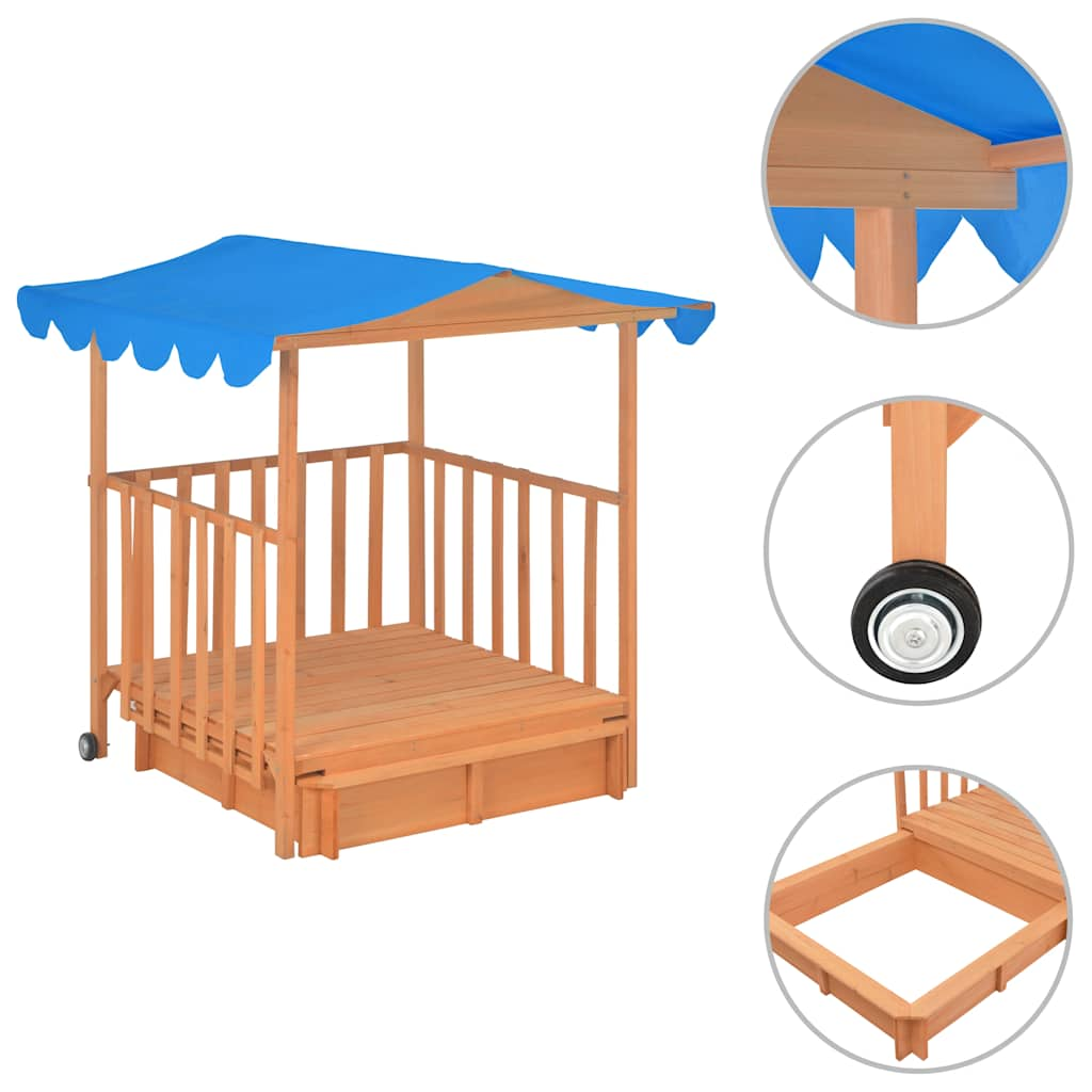 Vidaxl Playhouse para niños con Sandbox UV50 Pinewood Blue