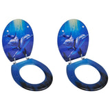 Sièges de toilette Vidaxl avec couvercle 2 pc Dolphin MDF