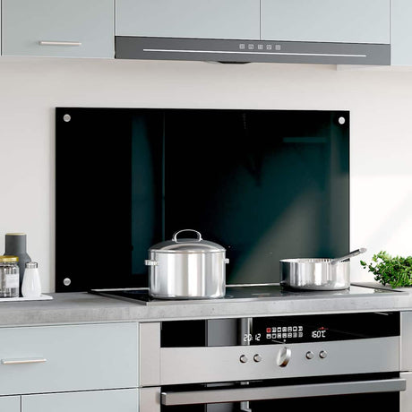 Vidaxl Splash Screen Kitchen 90x50 cm Verre durcie noir