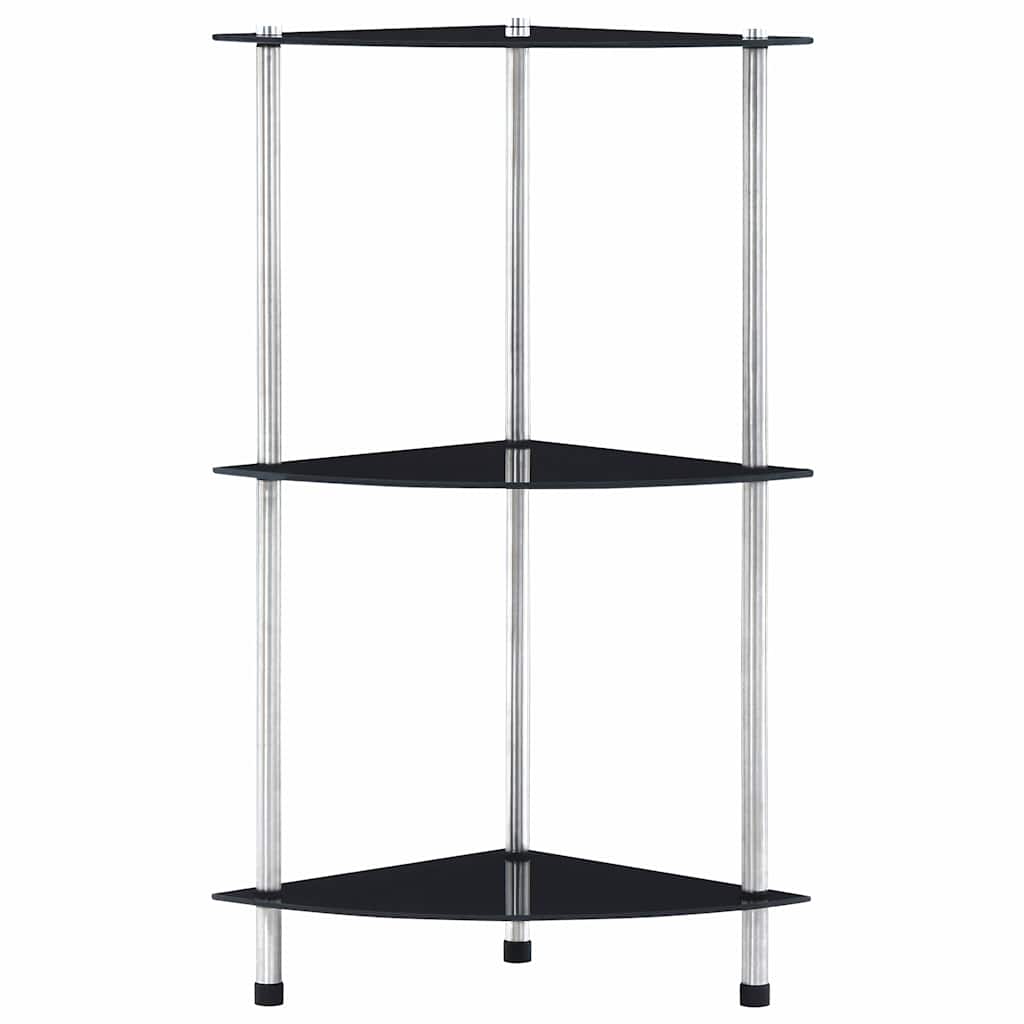 Vidaxl kastje 3-laags 30x30x67 cm gehard glas zwart