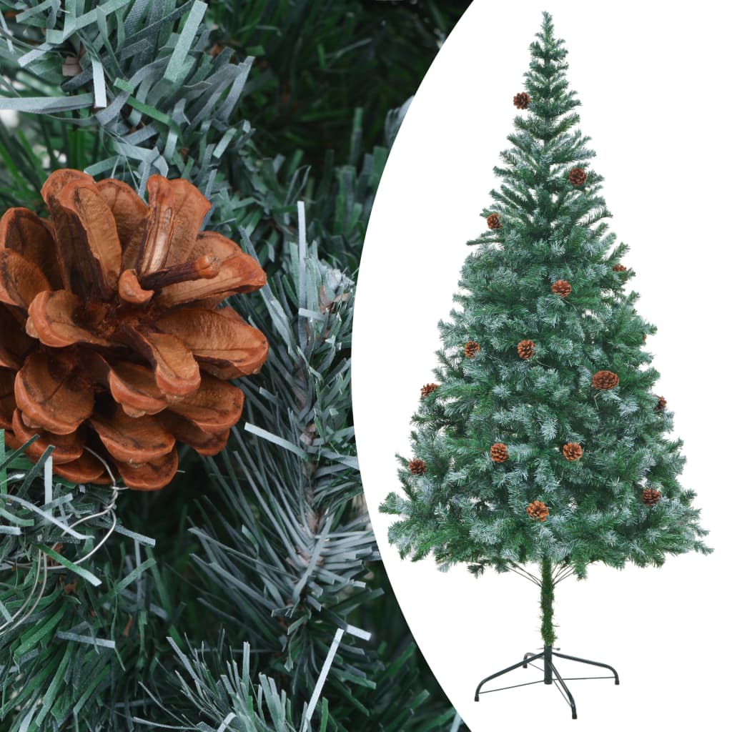 Vidaxl kunstkerstboom avec des cônes de pin 210 cm
