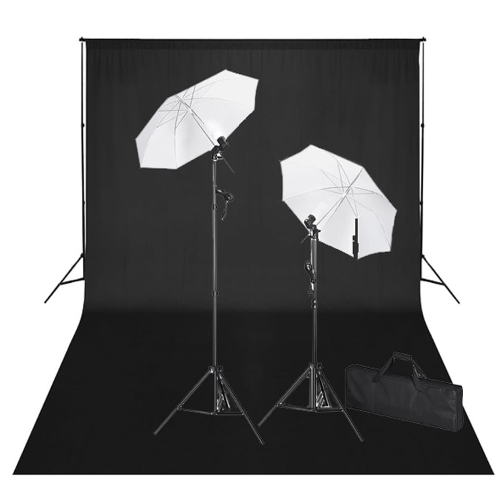 Vidaxl StudioSet s černým pozadím a lampy 600x300 cm