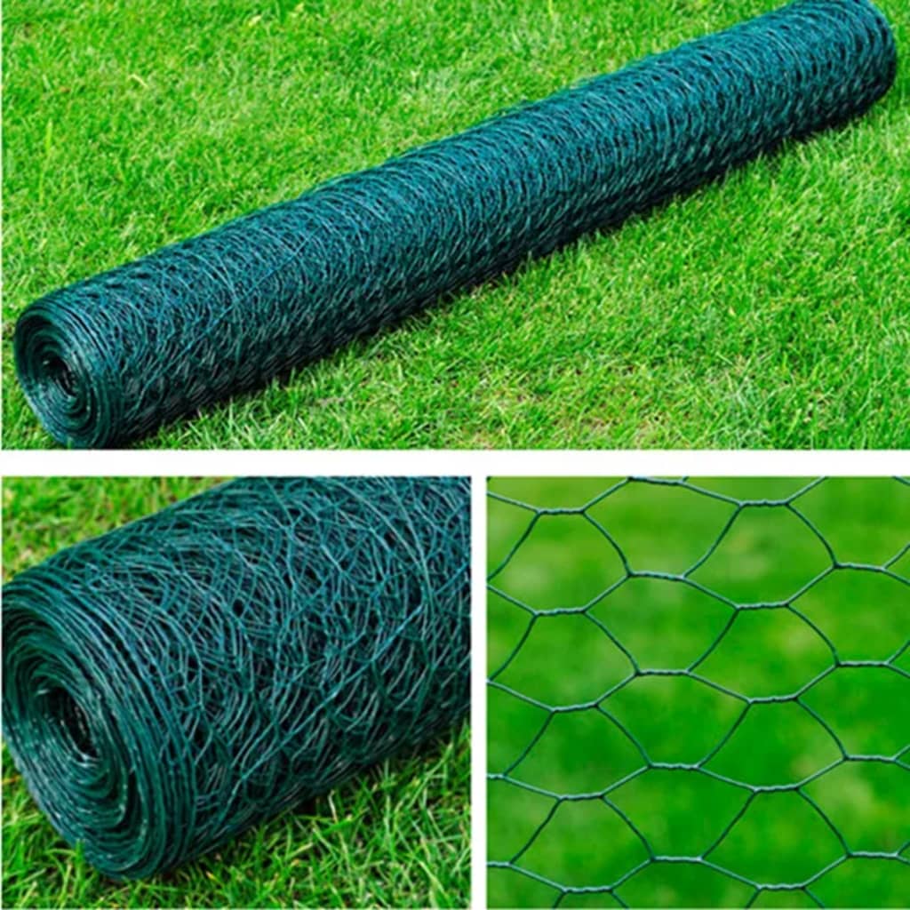 Vidaxl Mois de fil hexagonal 1x25 m en acier vert foncé