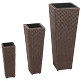 Vidaxl Planters oppdratt 3 st Poly Rattan Brown