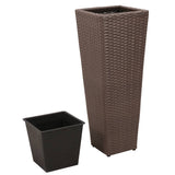 Vidaxl Planters oppdratt 3 st Poly Rattan Brown