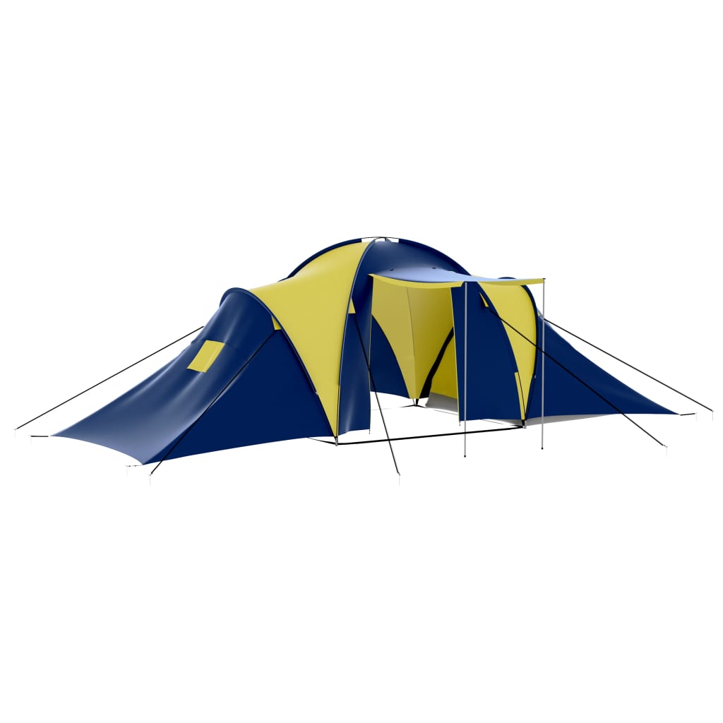 Vidaxl carpa poliéster de 9 personas azul y amarillo