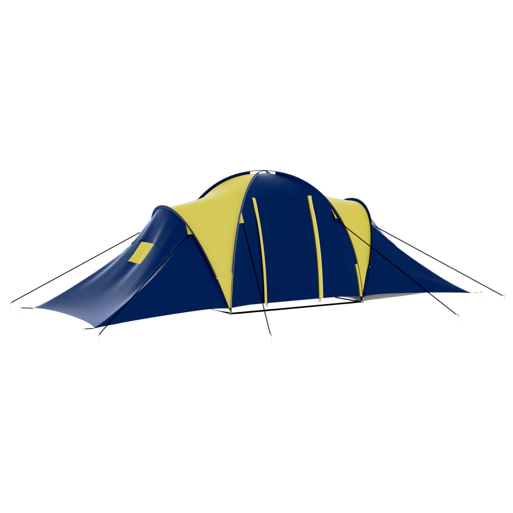 Vidaxl Tent à 9 personnes Polyester bleu et jaune