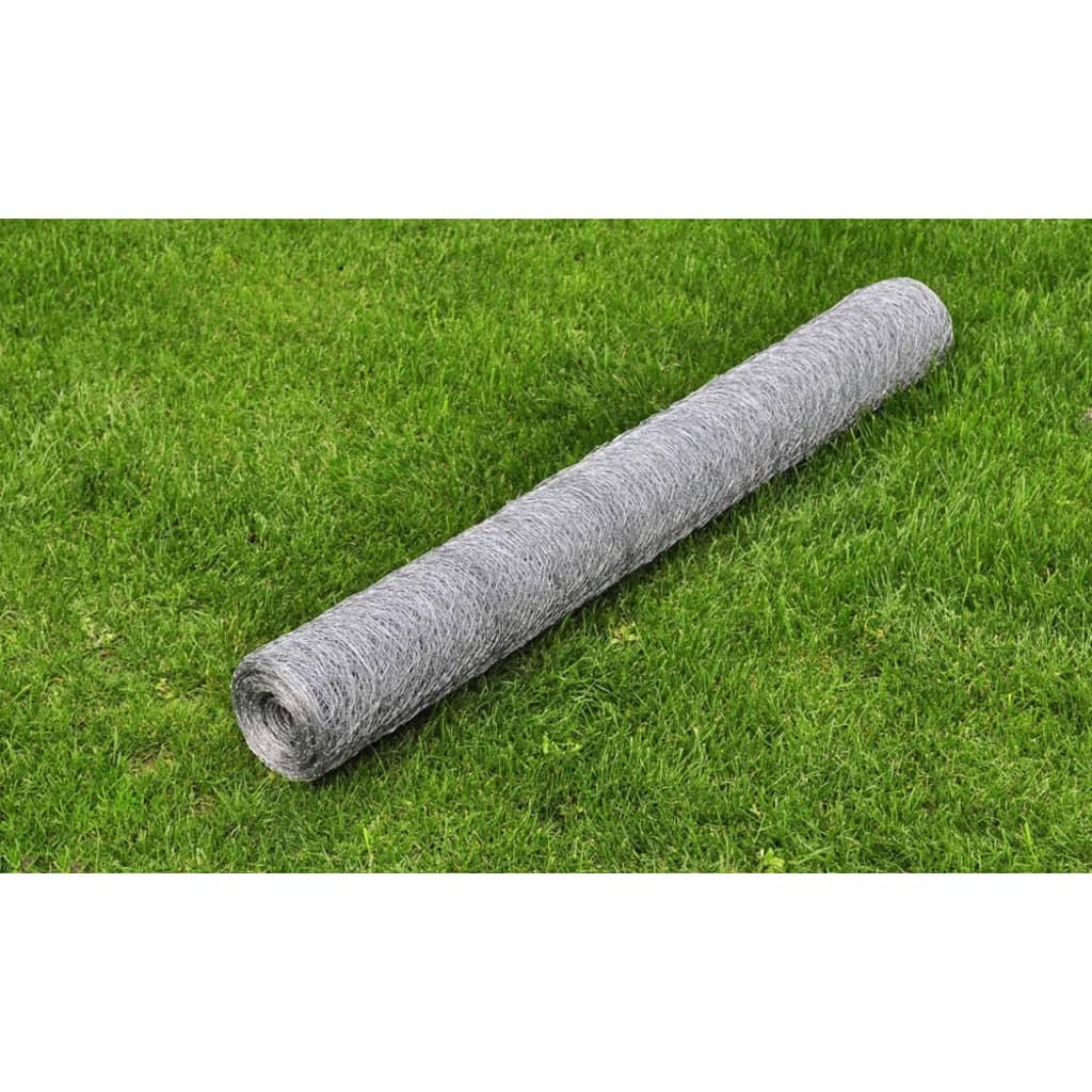 Alambre de pollo Vidaxl 25x0.75 M de acero galvanizado de color plateado