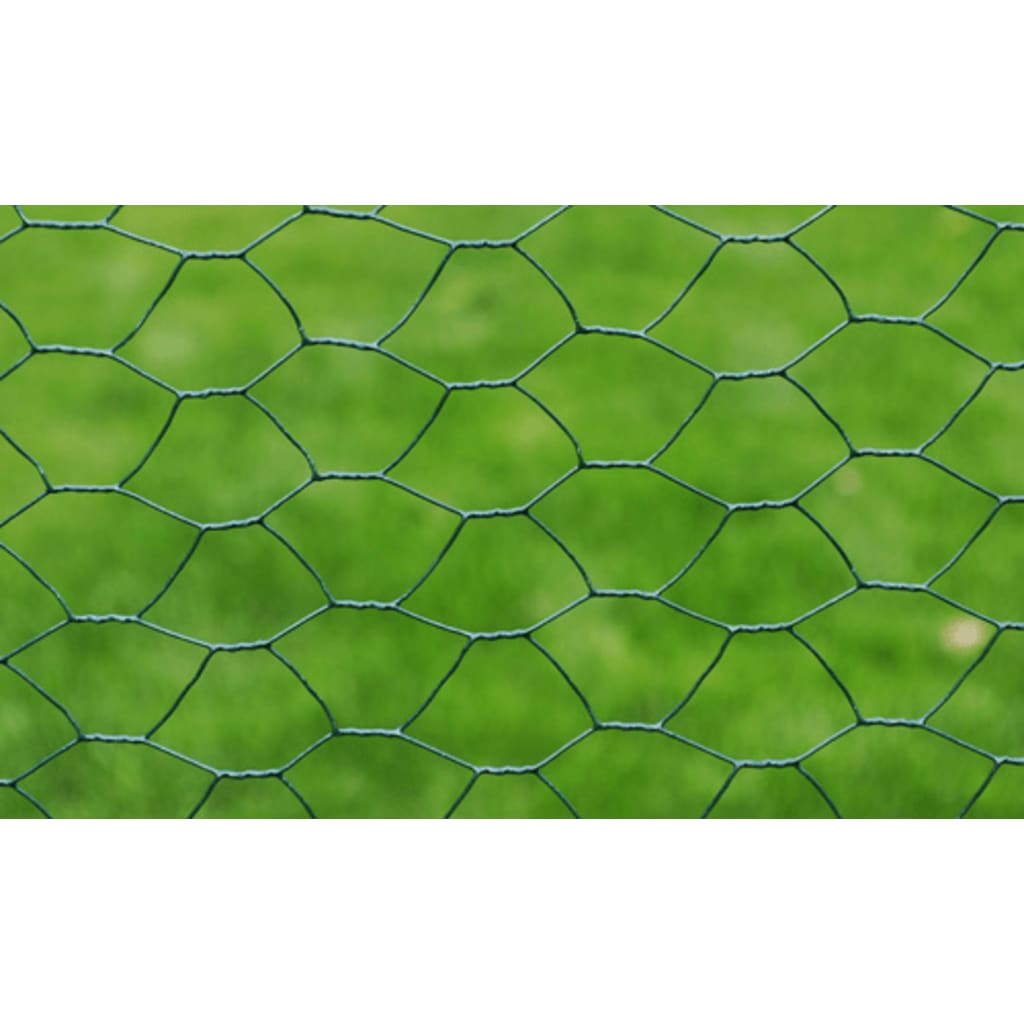 Alambre de pollo Vidaxl 25x0.5 m con recubrimiento de PVC verde