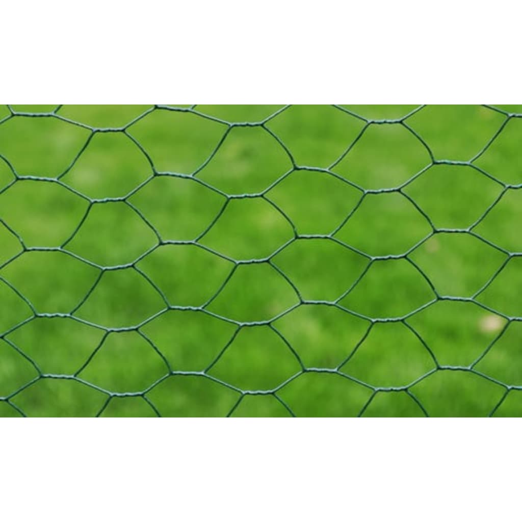 Alambre de pollo Vidaxl 25x0.5 m con recubrimiento de PVC verde