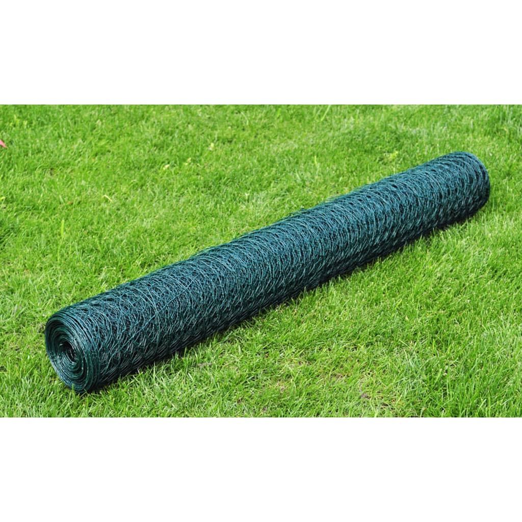 Vidaxl kippengaas 25x0,75 m staal met pvc-coating groen