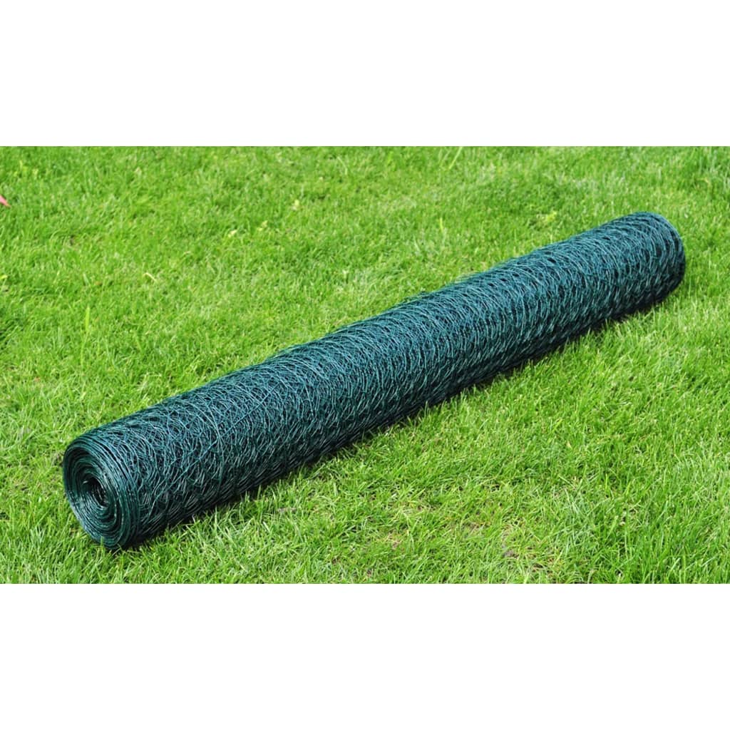 Alambre de pollo Vidaxl 25x0.75 m de acero con recubrimiento de PVC verde