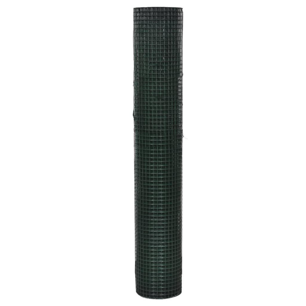 VidaXL grillage à poules 10x1 m en acier galvanisé avec revêtement PVC vert