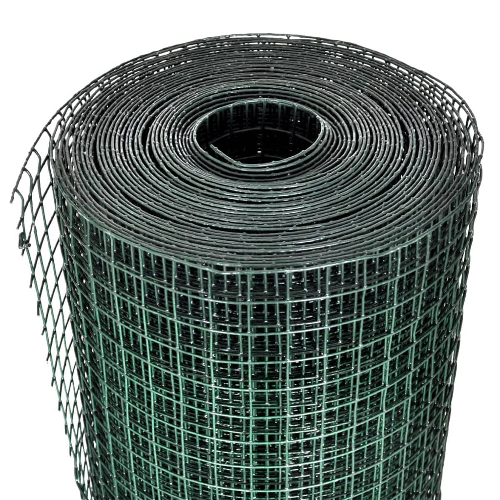 VidaXL Grillage à poules 10x1 m en acier galvanisé avec revêtement PVC vert