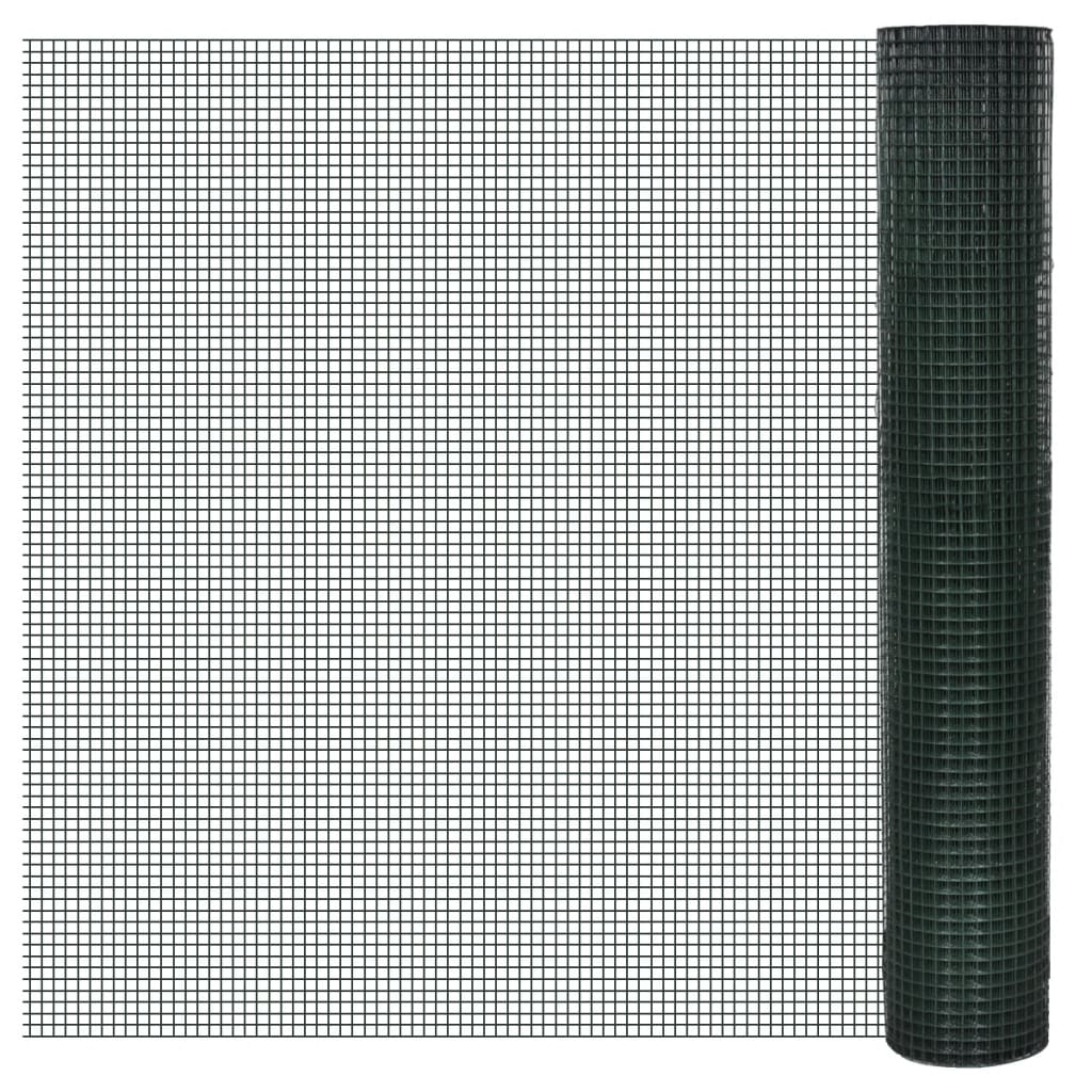 VidaXL grillage à poules 10x1 m en acier galvanisé avec revêtement PVC vert
