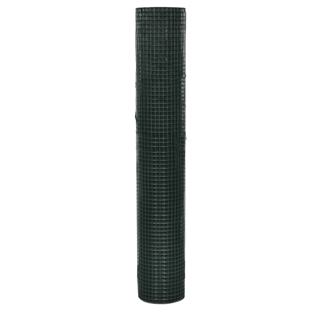 VidaXL Grillage à poules 25x1 m en acier galvanisé avec revêtement PVC vert