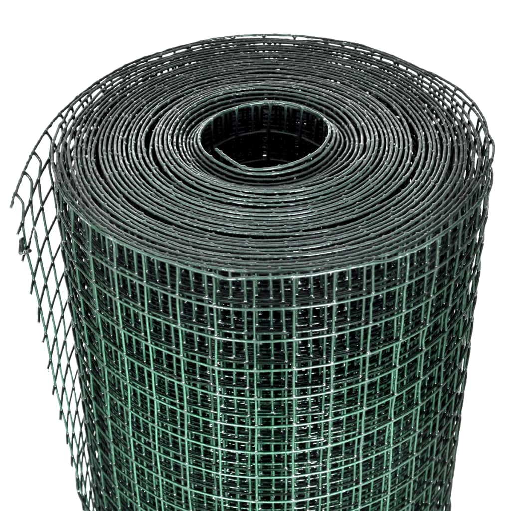 VidaXL Grillage à poules 25x1 m en acier galvanisé avec revêtement PVC vert