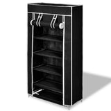 Armoire à chaussures vidaxl avec couvercle 58x28x106 tissu noir