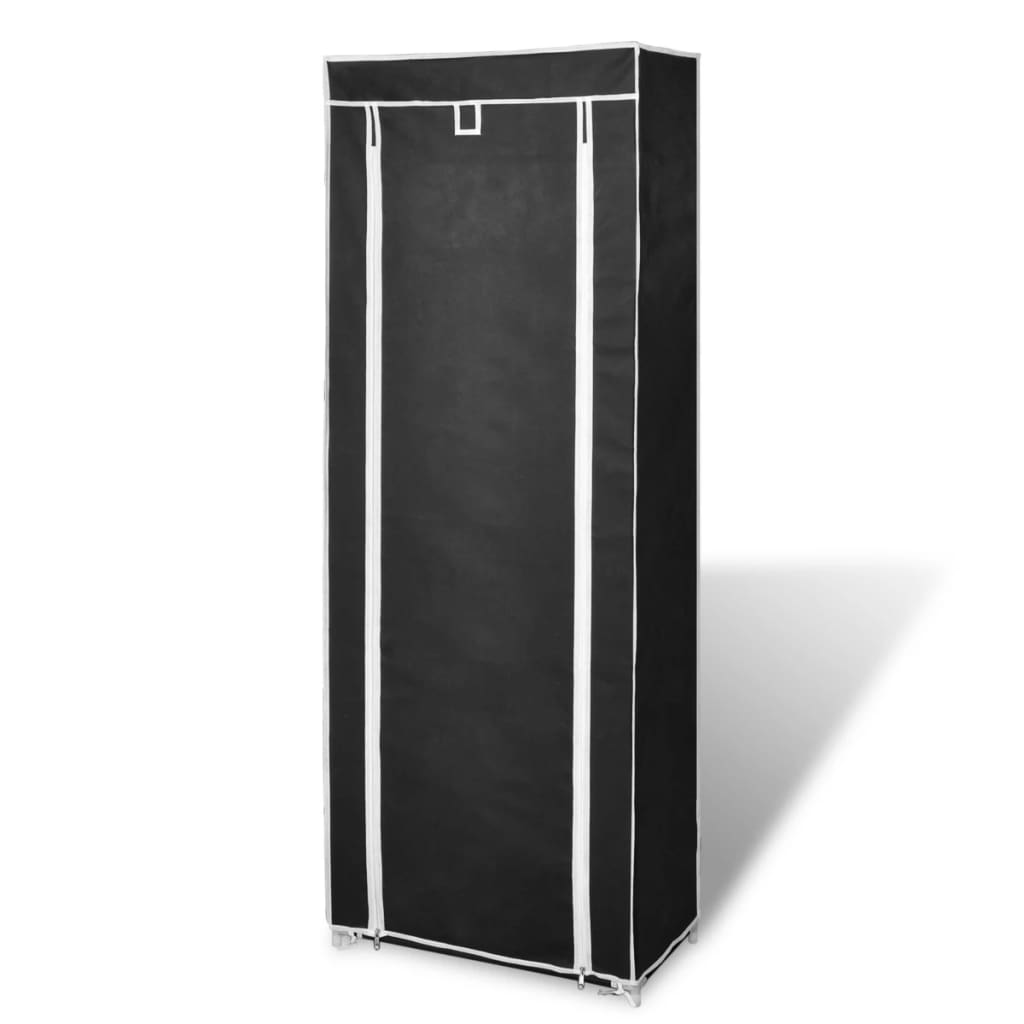 Armoire à chaussures vidaxl avec couvercle 57x29x162 tissu noir