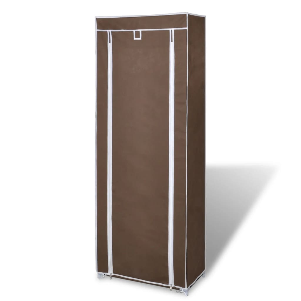 Vidaxl stoffen schoenenrek met hoes 162 x 57 x 29 cm bruin