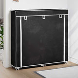 Armoire à chaussures vidaxl avec couvercle 115x28x110 tissu noir