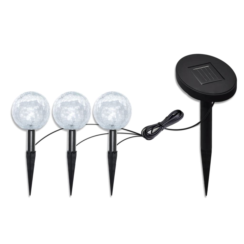 Vidaxl Solarbollampen 3 ST LED avec des ancres au sol et du panneau solaire