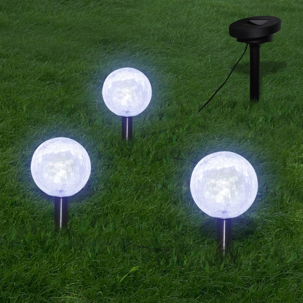 Vidaxl Solarbollampen 3 ST LED avec des ancres au sol et du panneau solaire