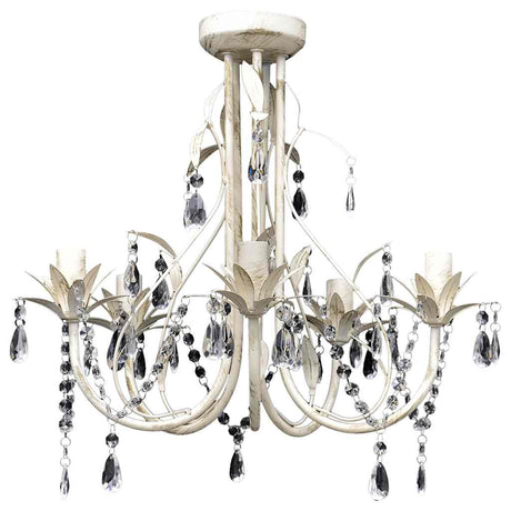Lustre en cristal vidaxl avec design élégant blanc (5 lampes)