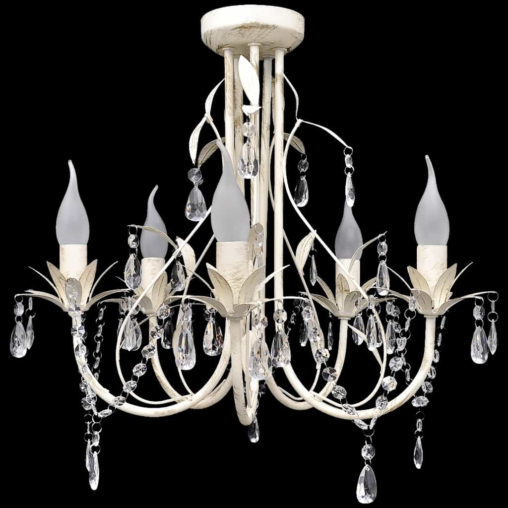 Lustre en cristal vidaxl avec design élégant blanc (5 lampes)