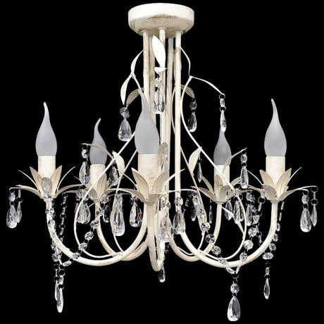 Lustre en cristal vidaxl avec design élégant blanc (5 lampes)