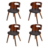 Vidaxl eetkamerstoelen 4 st gebogen hout en kunstleer bruin